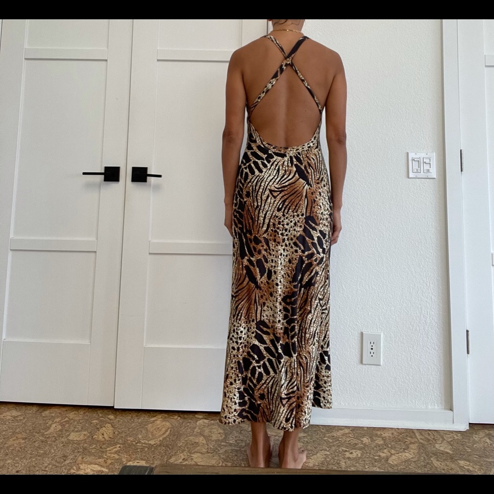 Novella Royale animal print dress backless